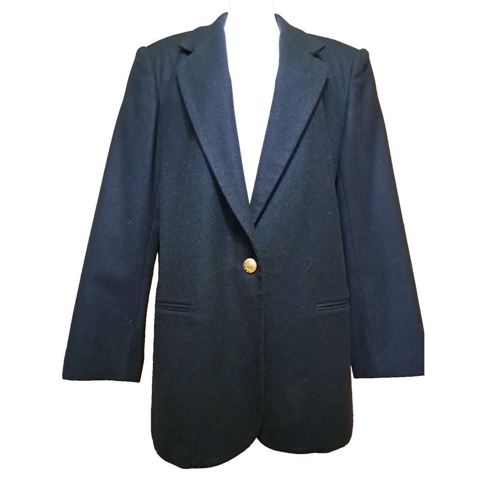 VTG Fundamental Thing Women's Pure Wool  Black  One Button Long Sleeve Blazer 14